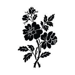 Monochrome Elegant Blooming Flower Vector