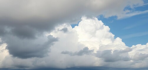 Obraz premium Dense cumulus clouds fill the sky, heavy and grey, cumulus, aerial