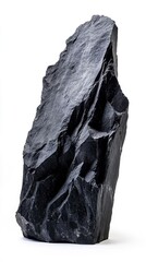 Jagged, dark, rock formation isolated on white background