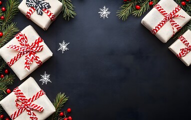 Fototapeta premium Elegant Christmas Gift Boxes Festive Background Design