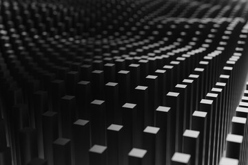 Abstract Dark Wave Grid background, 3d rendering