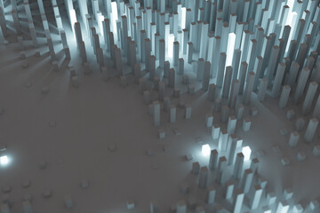 Minimalist White Abstract Grid, 3d rendering