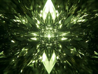 Green Crystal Diamond Kaleidoscope Tunnel Abstract Background