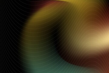 Abstract glowing luminous golden wave with soft gradient light flow on black backdrop, futuristic artistic curve design for wallpapers, posters, and modern digital creations.