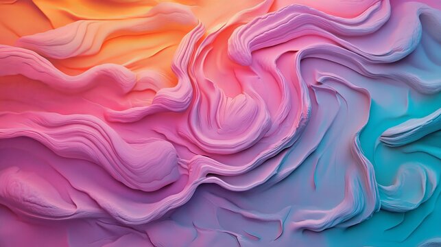 Pastel waves of lavender, purple, pink, and white are depicted in an abstract fabric texture with a gradient effect