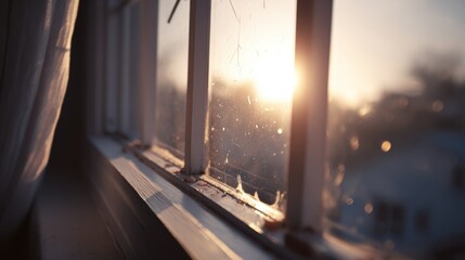 Closeup on reflective window film installation main tool and film edge in crisp focus against a softly blurred interior emphasizing glare control efficiency.