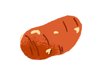 Icon of whole potato tuber. Healthy root vegetable for cooking, eating. Farm food, organic product, agriculture crop, farmer harvest. Flat isolated hand drawn vector illustration on white background