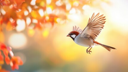 Fototapeta premium Wing Wildlife Bird wings in motion, blurred background, captures the dynamism of flight