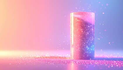 Lit, sparkly cylinder on lit surface