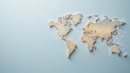 World Map Business Industry Network World map with interconnected lines and nodes representing global business connections and trade routes