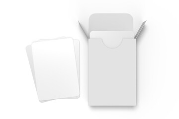 3D Playing cards with box mockup. Blank trading card, cards of poker hand, bet, casino, gambling, board games, game cards, player or greeting card, invitation, credit card and business card isolated