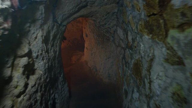 The passages of the underground city Derinkuyu, Cappadocia, Turkiye