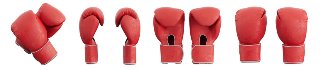 Red boxing gloves isolated on white background. 3D rendering