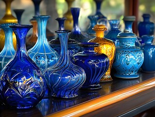 Vibrant Blue Glass Vases and Decorative Jars Collection