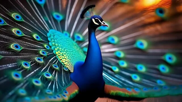 Majestic Peacock Displaying Colorful Feathers in Full Bloom