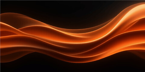 Abstract flowing orange and blue fractal waves create a glowing motion texture for a modern art wallpaper design