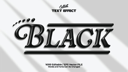 Black text effect editable vector design with shadow and retro style for creative typography and graphic projects