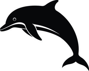 Fototapeta premium An isolated blue dolphin vector illustration of a mammal jumping out of the water on a white background