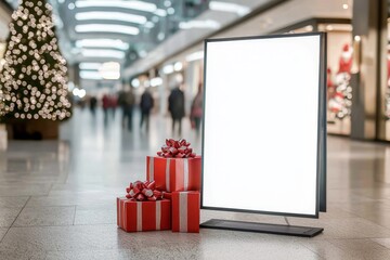 An empty display board awaits enticing holiday promotions.