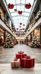 Experience the warmth of a holiday-themed shopping environment.