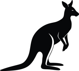 Cute cartoon kangaroo with baby silhouette vector illustration for Australian wildlife design