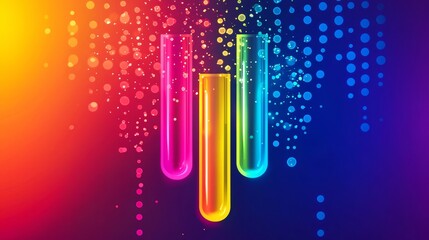 Colorful particles illustrating the intersection of science and digital technology.