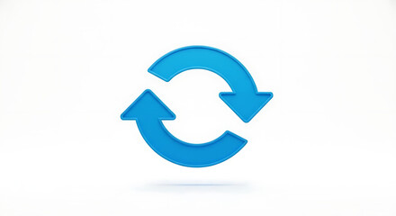 A blue circular arrow symbol on a white background suggesting refresh or reload functionality online ai generated