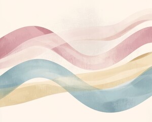 Abstract design showcasing flowing waves in soft pastel hues. 
