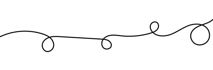 Line Squiggle Vector Decoration Element — Doodle, Curved Divider, Hand-Drawn Ornament Design