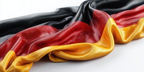 Waving German flag fabric with bold black, red, and yellow colors symbolizing national pride