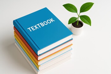 Textbook stack and growing plant symbolizing education and knowledge