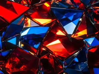 Abstract Red Blue Crystal Geometric Pattern Background