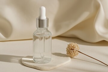 Clear serum dropper bottle for cosmetic skincare product