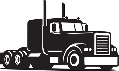 Obraz premium PrintClassic semi truck silhouette on white background