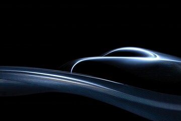 Dynamic blue lines flow gracefully against a dark background creating an abstract visual scene