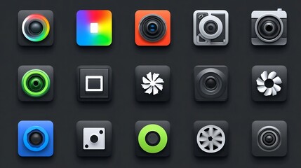 Explore a variety of vibrant camera app icons for a fresh mobile experience, perfect for tech enthusiasts and design lovers seeking eye-catching visual elements for their projects