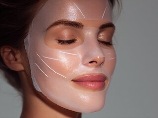 Relaxing beauty treatment with a face mask for skin rejuvenation in a serene setting