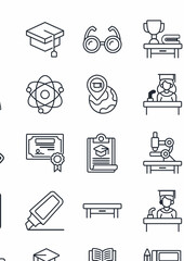 school icons set