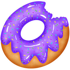Sweet Blueberry Donut with Sugar Decoration