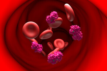 Paracetamol bound to COX-2 enzyme - section view 3d illustration