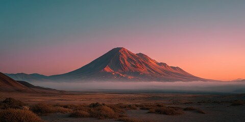 A majestic shot of Volcan Licancabur at sunrise