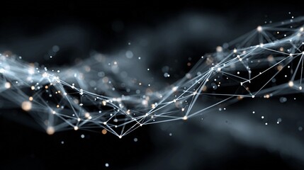 Stunning network connection with glowing nodes, ideal for illustrating technology, science, or modern business concepts, showing innovation and global connectivity in sleek style