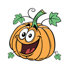 Funny Halloween Pumpkin Cartoon Illustration