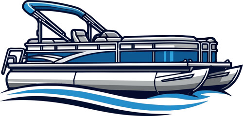 Pontoon Boat Sign Symbol Icon Logo Printable Vector Illustration. © MDKHURSHED