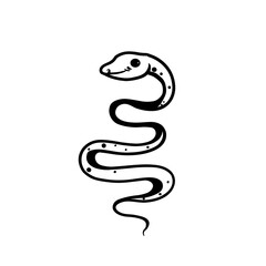 Python. Python simple black and white line art vector logo