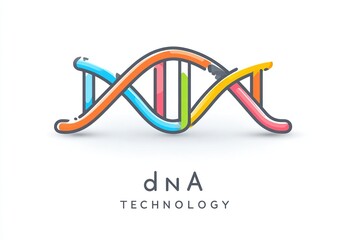 Modern DNA Technology Logo, colorful double helix symbol with gradient strands and bold typography, minimalist genetic icon for biotech branding, scientific research, and corporate identity.