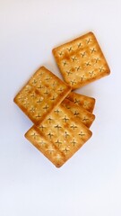 baked snack biscuit isolated in white background
