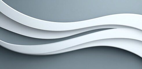 ​Elegant Curved Motion Lines, dynamic white wavy strips on soft grey gradient background, minimalist abstract overlay for website design, app interface, and digital presentations.