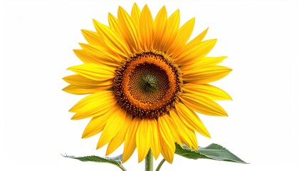 Fototapeta premium Bright yellow sunflower on white backdrop