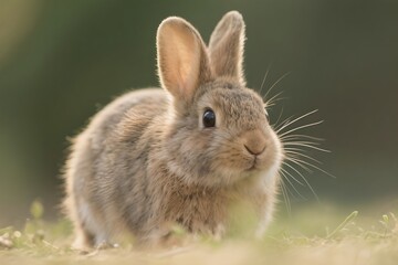 Adorable Small Wild Rabbit Outdoors Sunlight